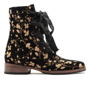Esquivel “Jolene” Black & Gold Brocade Combat Boot | Made to Order | 9.5